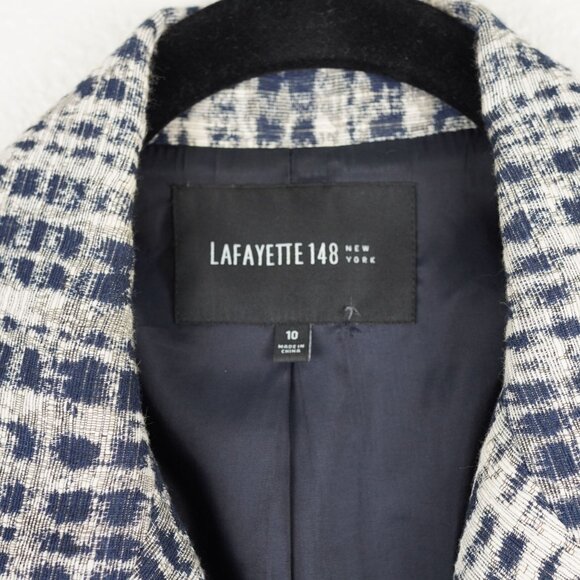 Lafayette 148 NY Tweed‎ Plaid Textured Blazer Jacket Size 10 - Picture 8 of 11